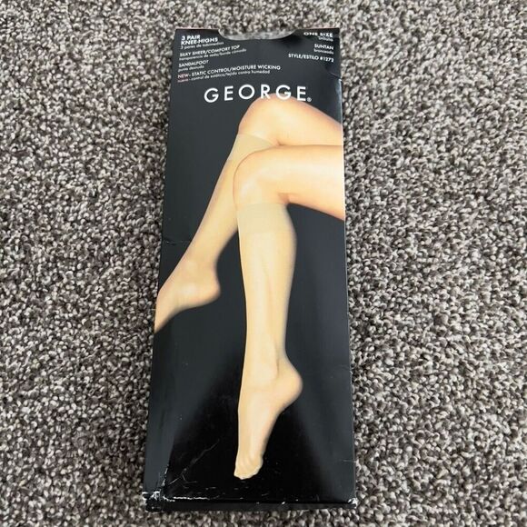 NEW George Silky Sheer Knee-Highs, 3 Pair Pack - Picture 1 of 5